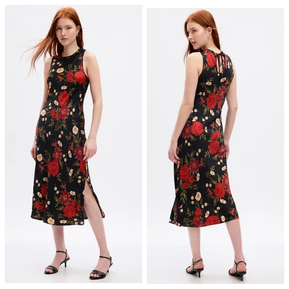 GAP Satin High Neck Midi Dress Size L